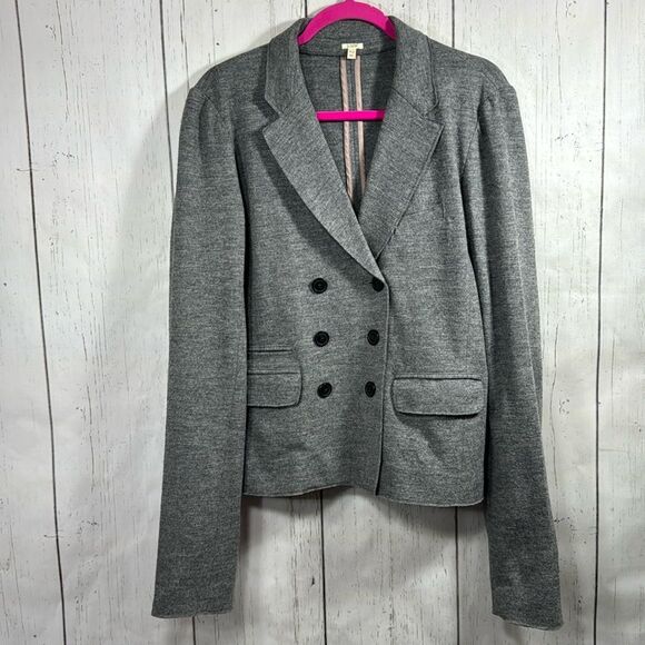 J.Crew Wool Blazer Jacket Gray Double Breasted Classic Workwear Minimalist - Picture 1 of 16